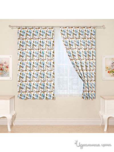 Фотошторы "Акварель гор", 145*160 см, 2 шт Сирень, цвет голубой