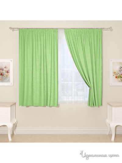 Фотошторы "Зеленая клетка", 145*160 см, 2 шт Сирень, цвет зеленый