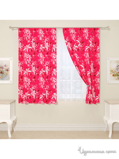 Фотошторы "Лилии фукси", 145*160 см, 2 шт Сирень, цвет розовый