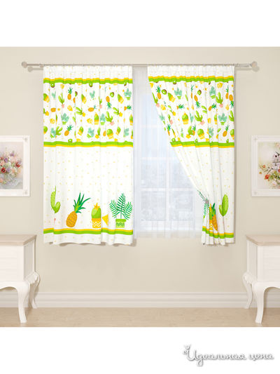 Фотошторы "Тропическое настроение", 145*160 см, 2 шт Сирень, цвет зеленый