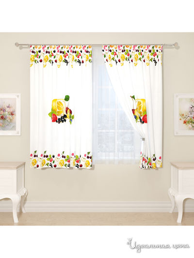 Фотошторы "Фруктовый рай", 145*160 см, 2 шт Сирень, цвет желтый