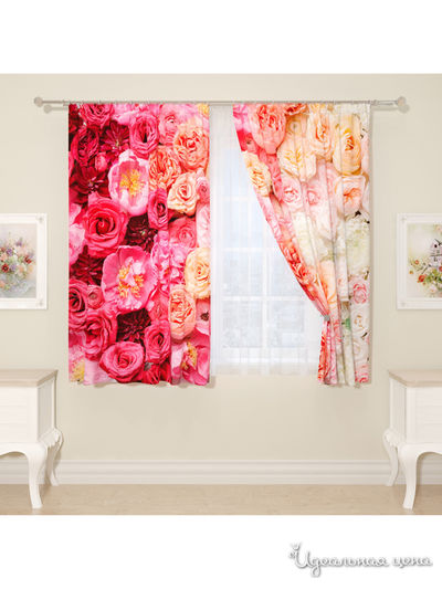 Фотошторы "Астры и шиповник", 145*160 см, 2 шт Сирень, цвет мультиколор