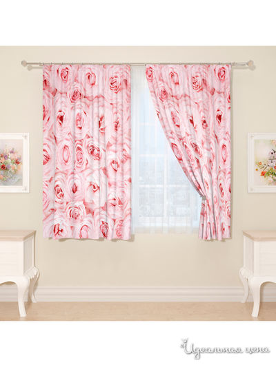 Фотошторы "Розовые розы", 145*160 см, 2 шт Сирень, цвет мультиколор