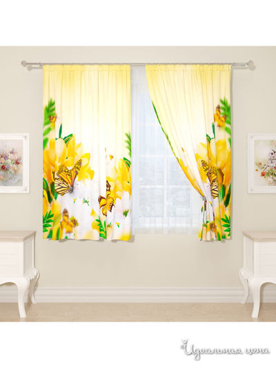 Фотошторы "Жёлтое настроение", 145*160 см, 2 шт Сирень, цвет желтый