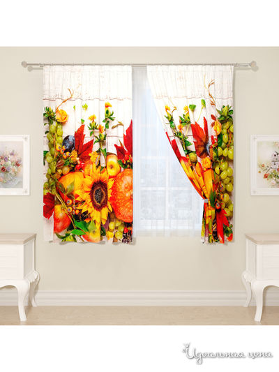 Фотошторы "Осенние дары", 145*160 см, 2 шт Сирень, цвет оранжевый