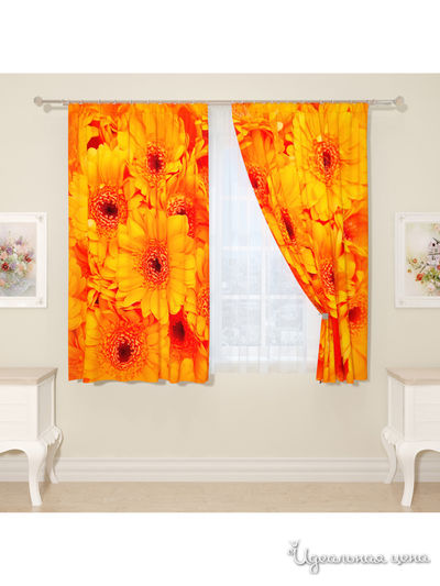 Фотошторы "Оранжевое настроение", 145*160 см, 2 шт Сирень, цвет оранжевый