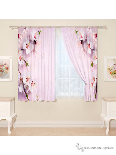 Фотошторы "Нежнось вишни", 145*160 см, 2 шт Сирень, цвет розовый
