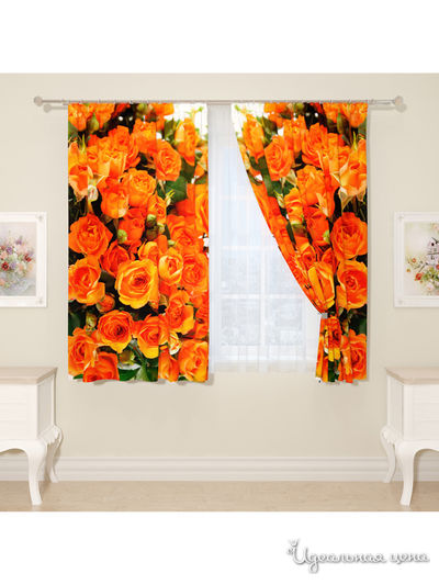 Фотошторы "Розы счатья", 145*160 см, 2 шт Сирень, цвет мультиколор
