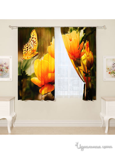 Фотошторы "Крупные лютики", 145*160 см, 2 шт Сирень, цвет мультиколор