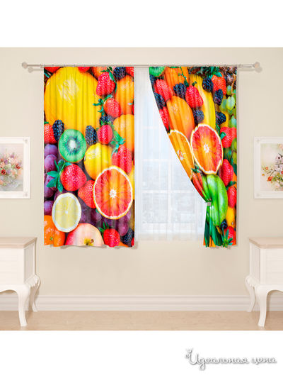 Фотошторы "Фруктовый микс", 145*160 см, 2 шт Сирень, цвет красный