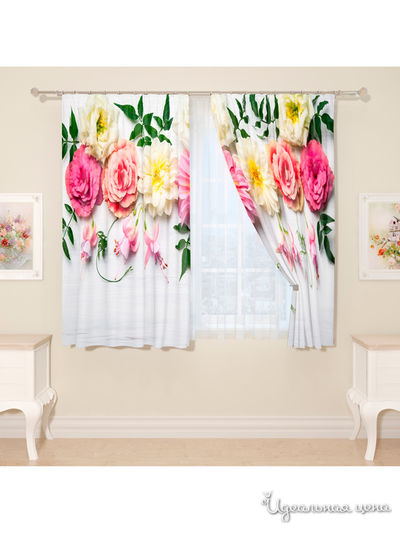 Фотошторы "Праздничная композиция", 145*160 см, 2 шт Сирень, цвет розовый