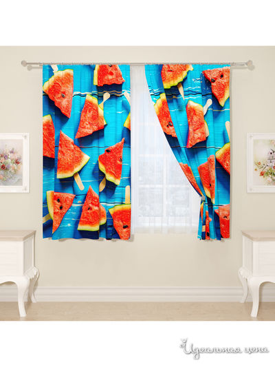 Фотошторы "Треугольники арбуза", 145*160 см, 2 шт Сирень, цвет красный