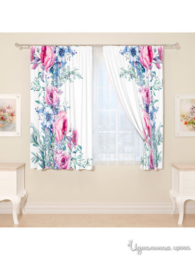 Фотошторы "Изящество роз", 145*160 см, 2 шт Сирень, цвет мультиколор