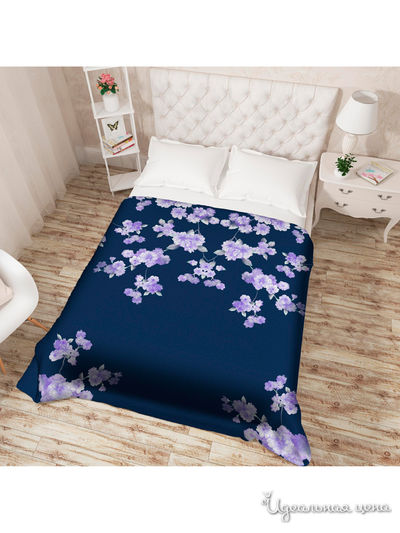 Покрывало стеганое "Клематис лиловый", Евро Сирень, цвет синий