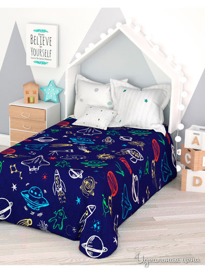 Покрывало стеганое "Синий космос", 1,5-спальное Сирень, цвет мультиколор