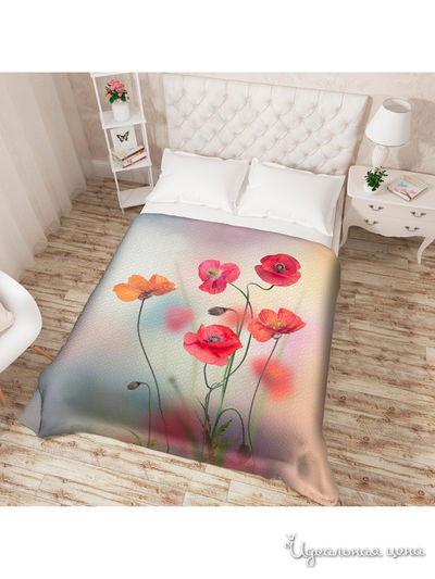 Покрывало стеганое "Маковый цвет", Евро Сирень, цвет мультиколор