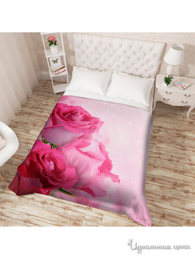 Покрывало стеганое "Блеск роз", Евро Сирень, цвет мультиколор