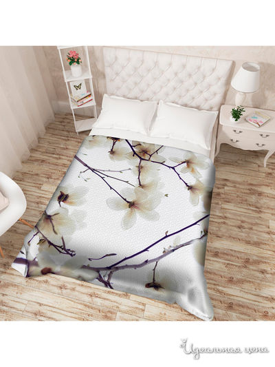 Покрывало стеганое "Белая магнолия", Евро Сирень, цвет мультиколор