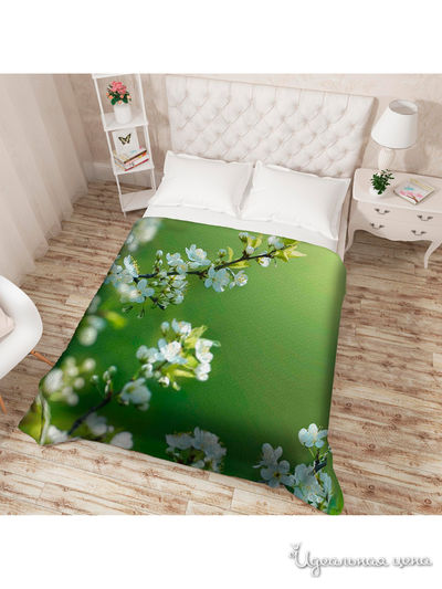 Покрывало стеганое "Нежность яблони", Евро Сирень, цвет мультиколор