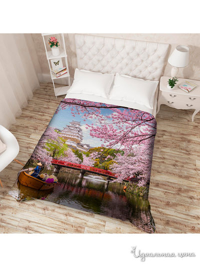 Покрывало стеганое "Аромат сакуры", Евро Сирень, цвет мультиколор