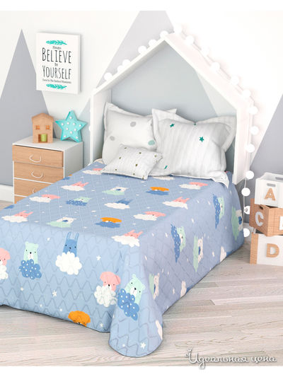 Покрывало стеганое "Прятки в облаках", 1,5-спальное Сирень, цвет мультиколор