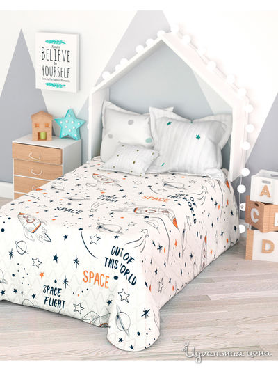 Покрывало стеганое "Космические  элементы", 1,5-спальное Сирень, цвет мультиколор