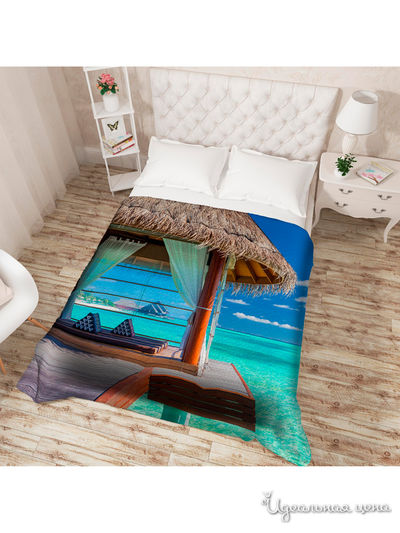 Покрывало стеганое "Рай на островах", Евро Сирень, цвет мультиколор