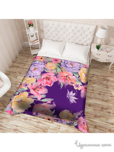 Покрывало стеганое "Вечерний аромат цветов", Евро Сирень, цвет мультиколор