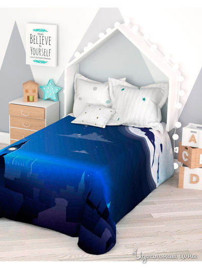 Покрывало стеганое "Мальчик из волшебной страны", 1,5-спальное Сирень, цвет синий