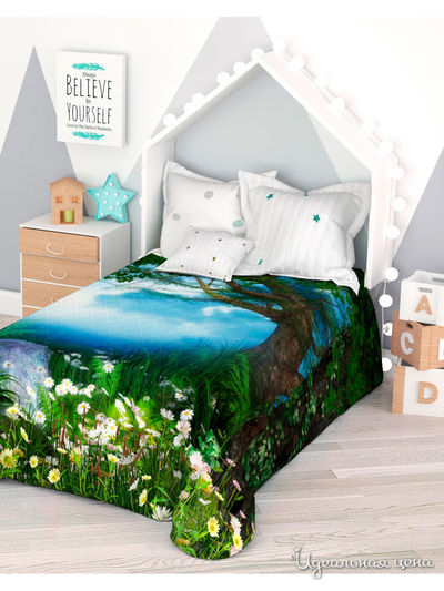 Покрывало стеганое "Тайна в сказочном лесу", 1,5-спальное Сирень, цвет мультиколор