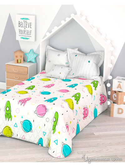 Покрывало стеганое "Ракеты", 1,5-спальное Сирень, цвет мультиколор