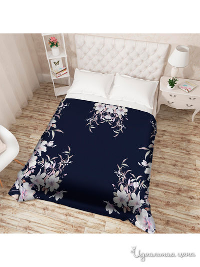 Покрывало стеганое "Полевые травы", Евро Сирень, цвет синий