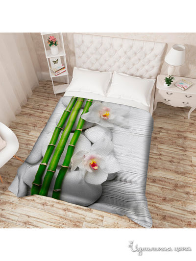 Покрывало стеганое "Бамбук на камнях", Евро Сирень, цвет мультиколор