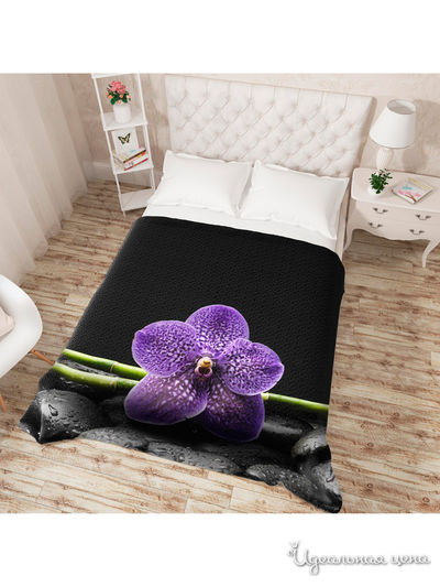 Покрывало стеганое "Фиолетовая орхидея", Евро Сирень, цвет мультиколор