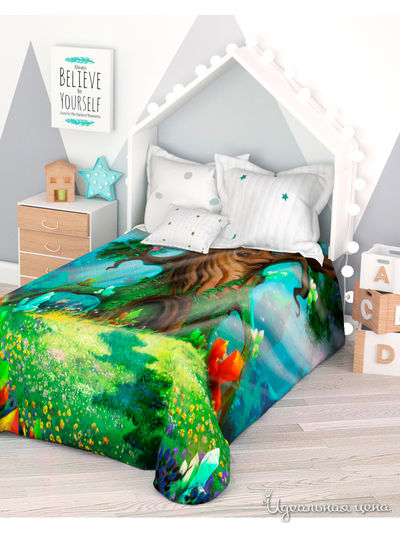 Покрывало стеганое "Лес с изумрудами", 1,5-спальное Сирень, цвет мультиколор