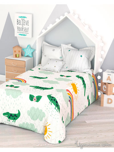 Покрывало стеганое "Добрый крокодил", 1,5-спальное Сирень, цвет мультиколор