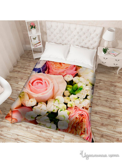 Покрывало стеганое "Сочный букет", Евро Сирень, цвет мультиколор