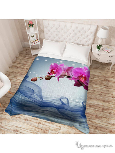 Покрывало стеганое "Нежность и романтика орхидеи", Евро Сирень, цвет мультиколор