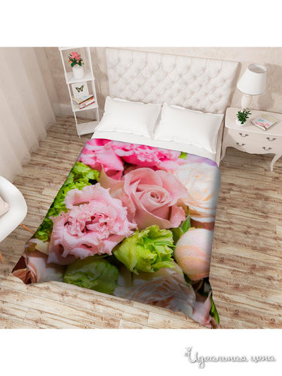Покрывало стеганое "Пионы и гортензия", Евро Сирень, цвет мультиколор