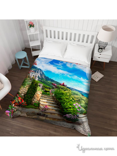 Покрывало стеганое "Каменная лестница", Евро Сирень, цвет мультиколор