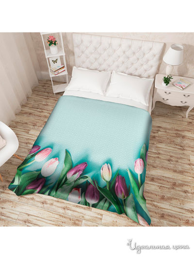 Покрывало стеганое "Молодые тюльпаны", Евро Сирень, цвет мультиколор
