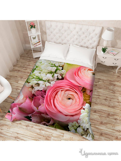 Покрывало стеганое "Три пиона", Евро Сирень, цвет мультиколор