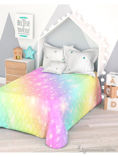 Покрывало стеганое "Сказочная радуга", 1,5-спальное Сирень, цвет мультиколор