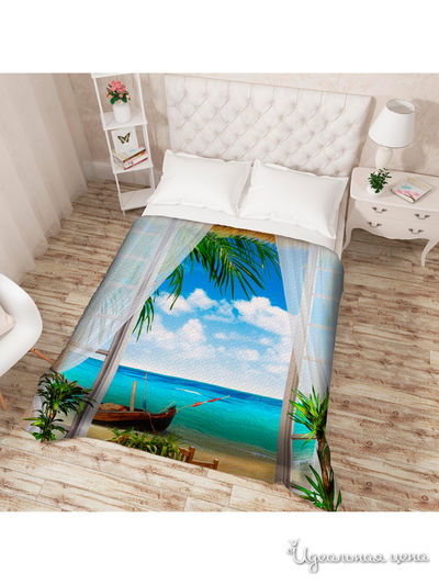 Покрывало стеганое "Вилла на острове", Евро Сирень, цвет мультиколор