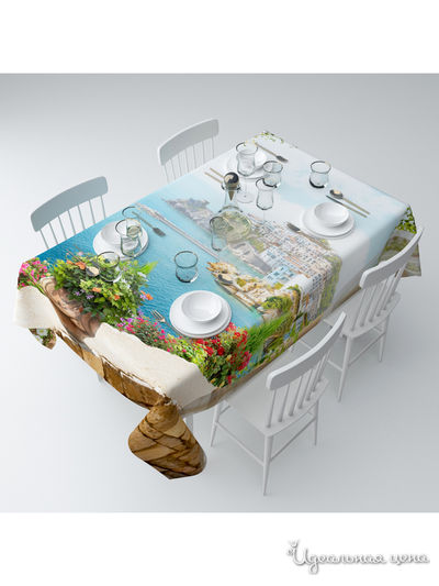 Скатерть "Греческий залив", 145*120 см Сирень, цвет мультиколор