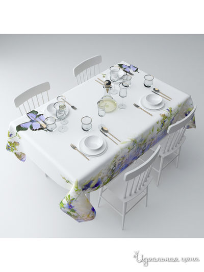 Скатерть "Стайка бабочек", 145*220 см Сирень, цвет мультиколор