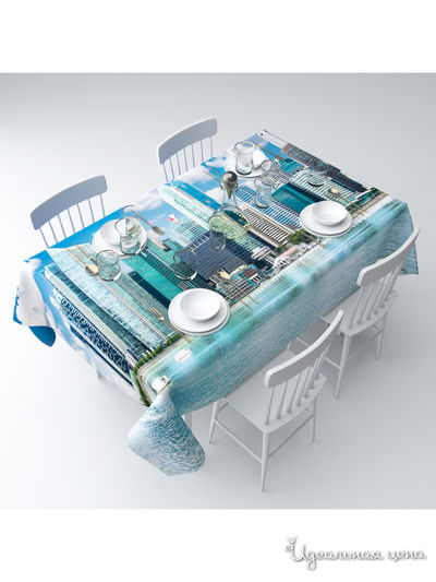 Скатерть "Глянцевый город", 145*220 см Сирень, цвет мультиколор