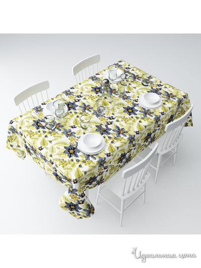 Скатерть "Черный клематис", 145*220 см Сирень, цвет мультиколор