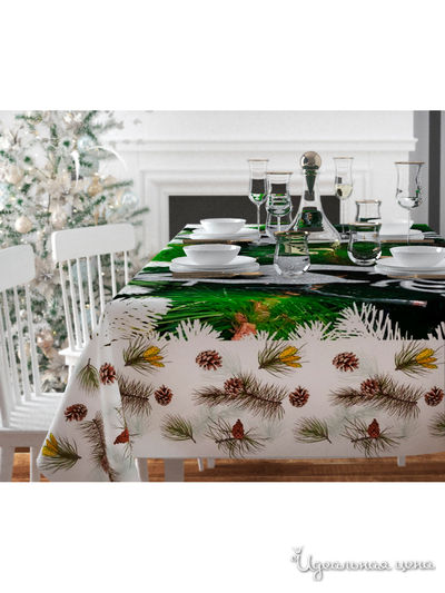 Скатерть "Сосновые ветви", 145*120 см Сирень, цвет мультиколор