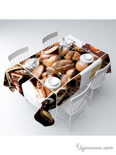 Скатерть "Кофейная тематика", 145*120 см Сирень, цвет мультиколор